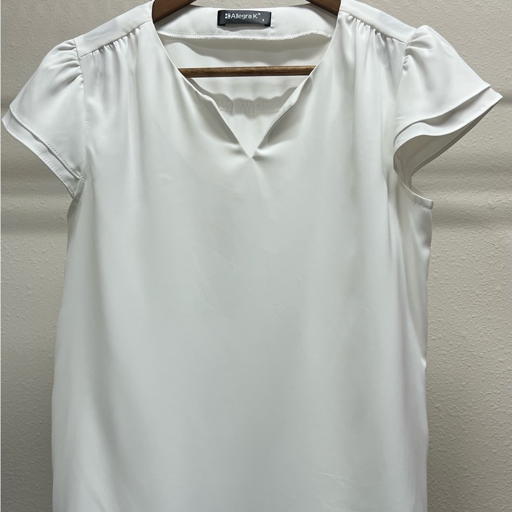 Allegra K Women's Cream Short Sleeve Blouse